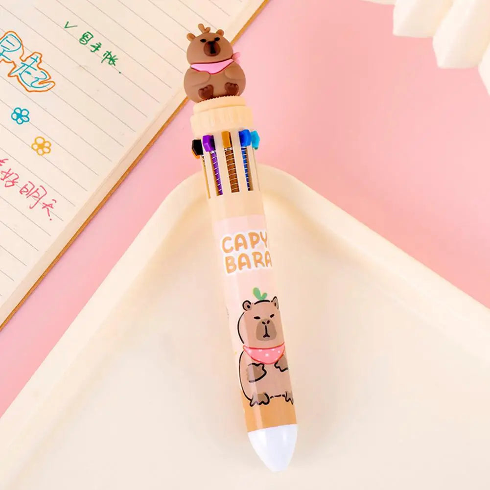 Kawaii Capybara Multicolor Pen 0.5mm Colorful Ink Pen Cute Cartoon Ballpoint Pen School Office Supplies Student Stationery Gifts