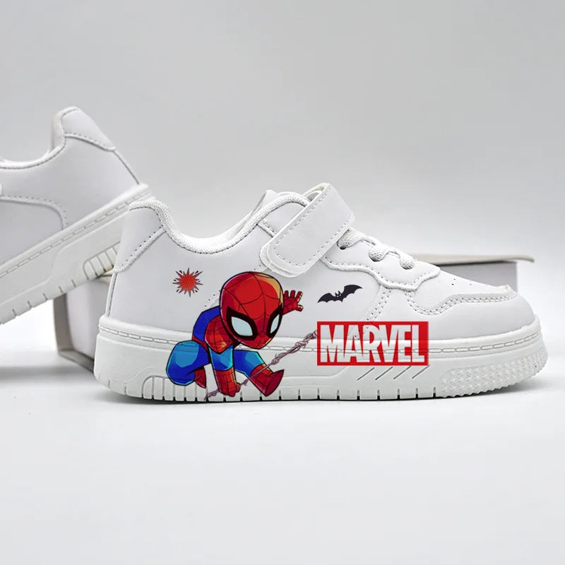 Kids Marvel Casual Shoes Boys Fashion Cartoon Print Sport Shoes Children's Anti-slip Sneakers Student Pu Leather Outdoor Shoes