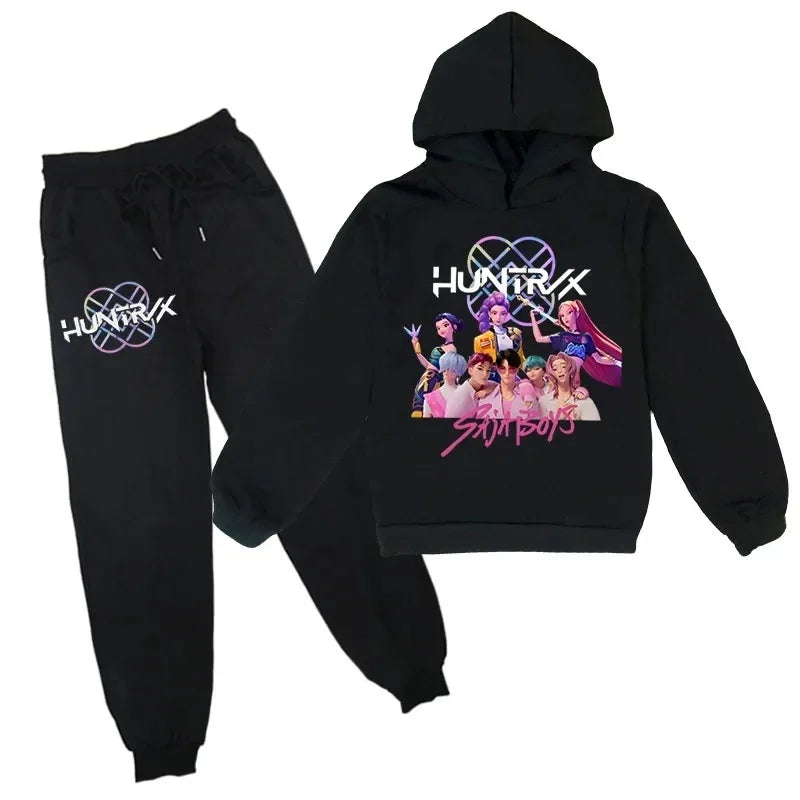 Children Hoodies Sets Kpop Demon Hunters Saja Boys Pullover Girls Boys Sweatshirts Anime Trucksuit Autumn Casual Kids Clothes