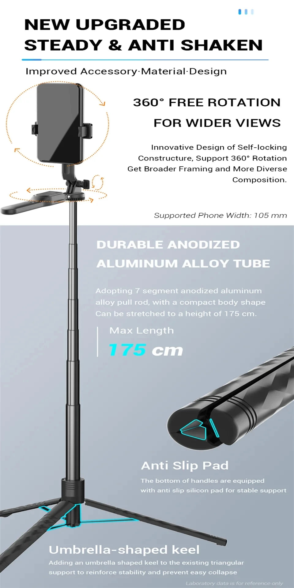 COOL DIER New 1.7M Wireless Selfie Stick Tripod Foldable Stand For Gopro Action Cameras Smartphones Balance Steady Shooting Live