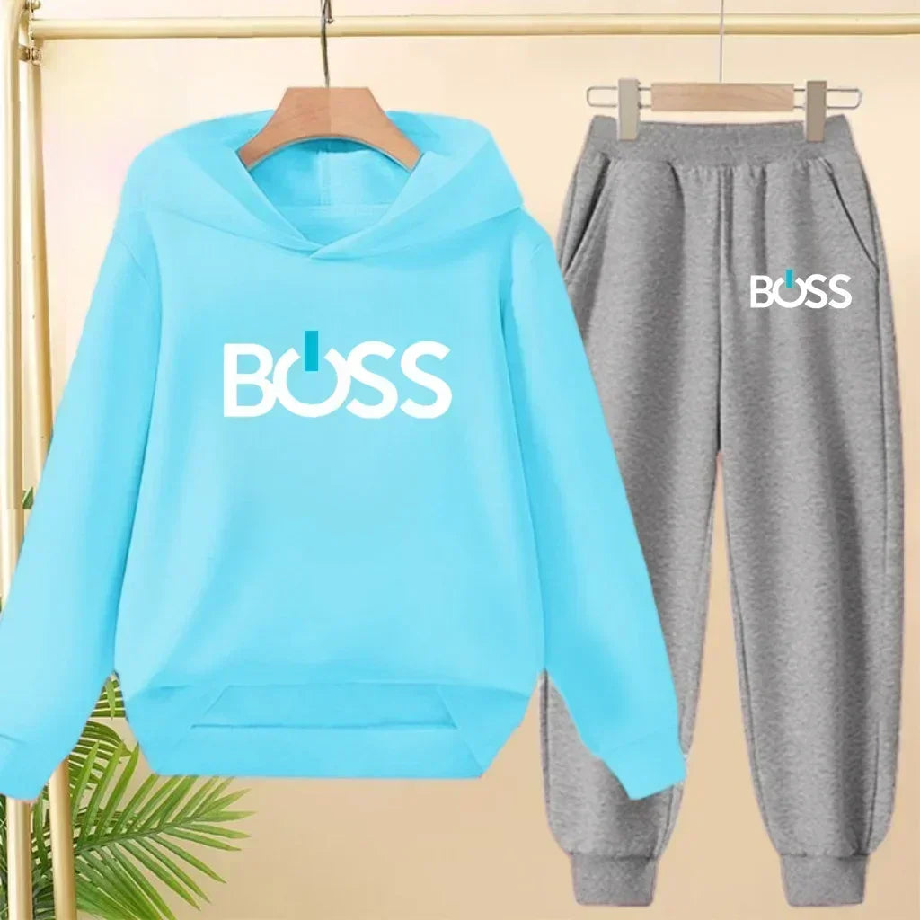 Spring Autumn Children Clothes Leisure Letter Print 2pcs Hoodie+Pants Tracksuits 3-13 Years Boys Girls Outfits Streetwears