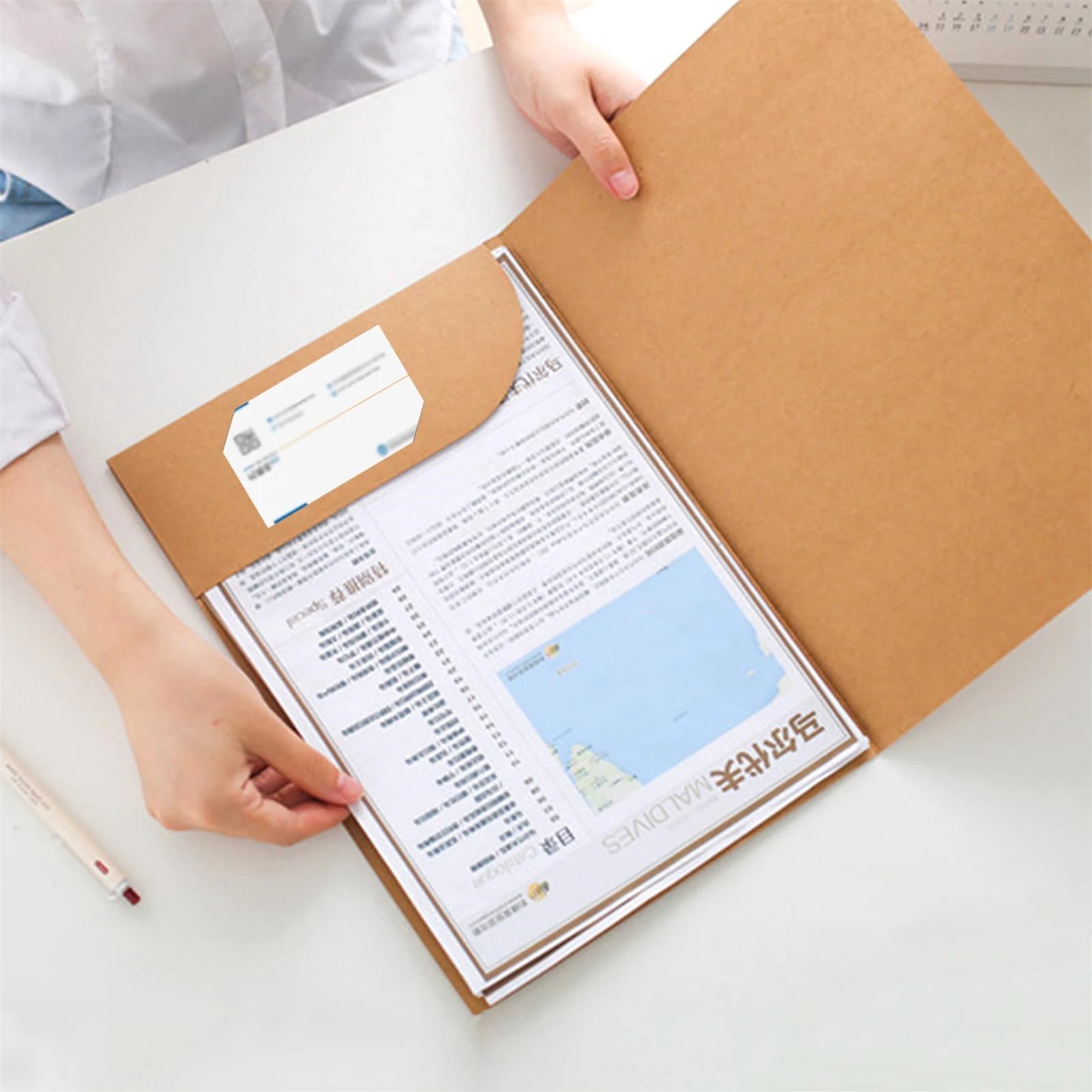 10pcs Kraft Paper Document Holder With Pockets Thick A4 Presentation Folder For Office School Supplies Stationery