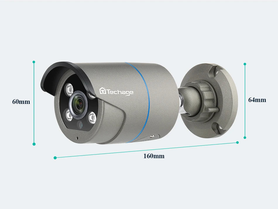 Techage 4MP 5MP 4K Security Metal POE IP Camera H.265 Outdoor Two Way Audio Video Surveillance AI IP Camera for NVR System