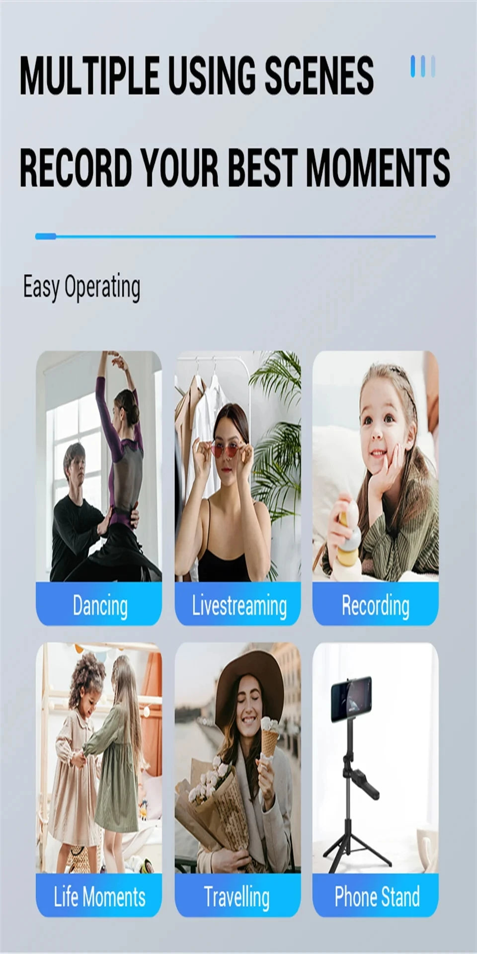 COOL DIER New 1.7M Wireless Selfie Stick Tripod Foldable Stand For Gopro Action Cameras Smartphones Balance Steady Shooting Live