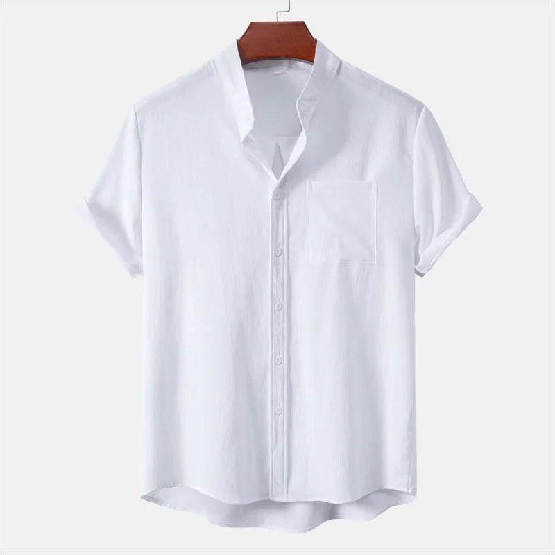 Men's Short Sleeve Collar Shirt Casual Shirt Summer Clothing Black & White Plus Size Brand New Clothing Top