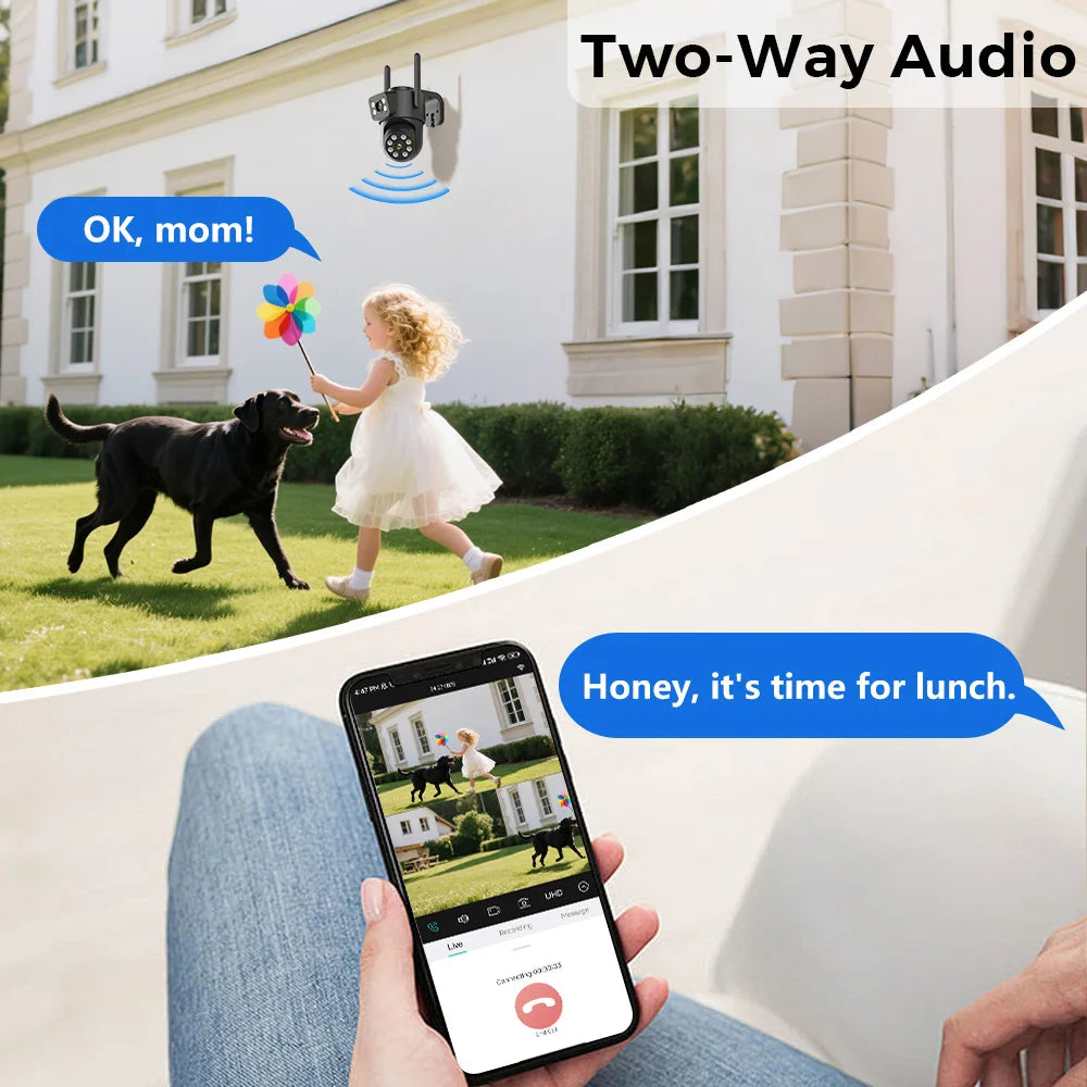 ANBIUX 4K 8MP WiFi Surveillance Camera 4MP 4X Digital Zoom PTZ IP Dual Lens AI Human Detect Outdoor Security Camera ICSEE App