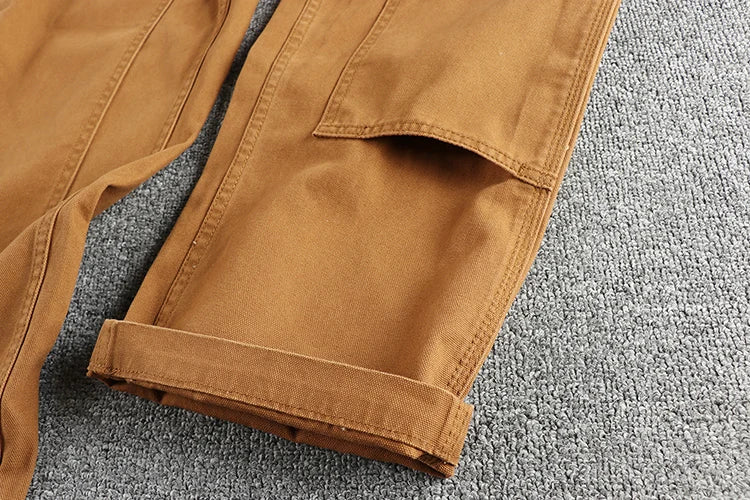 May Khaki heavy chunky overalls dyed blue striped straight trousers men's reproduction trend primary color pants