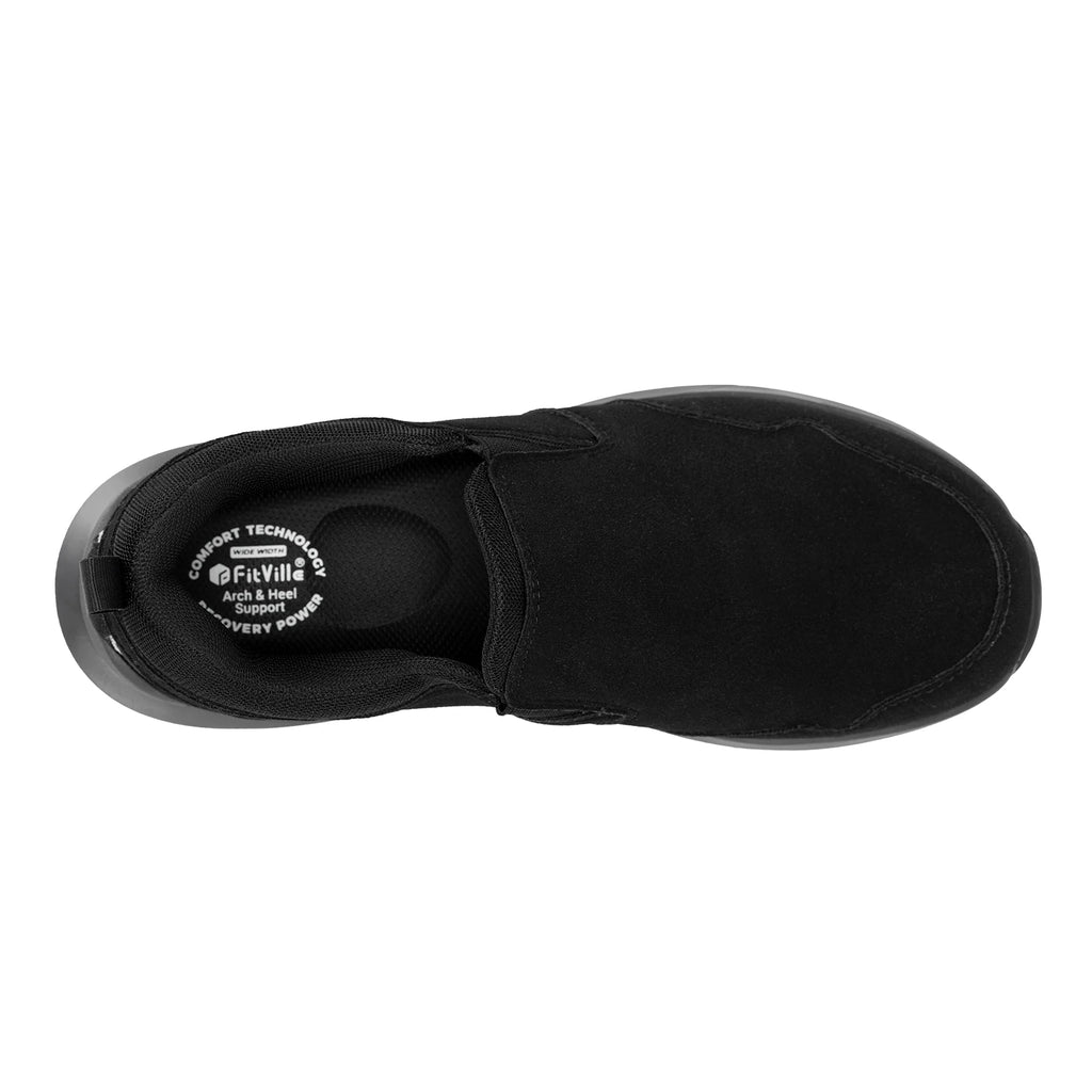 FitVille Men's Shoes Wide Hiking Comfortable  Slip on Loafers Go Walking and Trekking Trails  Sneakers with Arch Support