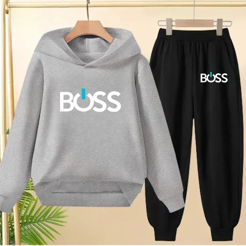 Spring Autumn Children Clothes Leisure Letter Print 2pcs Hoodie+Pants Tracksuits 3-13 Years Boys Girls Outfits Streetwears