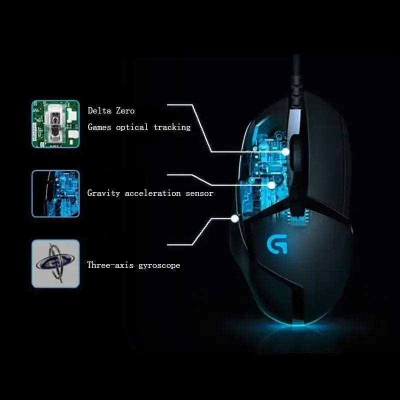 Logitech G402 Hyperion Fury Wired Gaming Mouse 4000 DPI Lightweight 8 Programmable Buttons Optical E-Sport Wired Mice