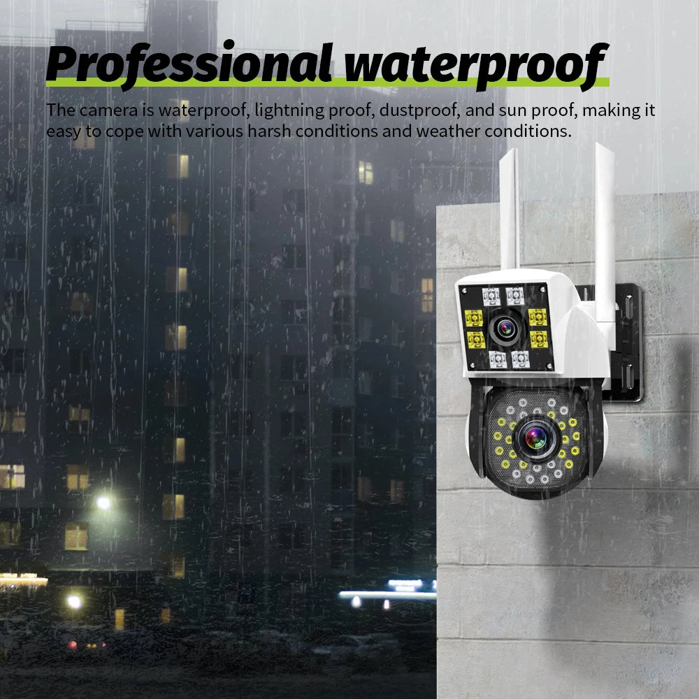 Neye 4K/8MP Wireless WiFi Camera 1080P Dual Lens Dual Screen Outdoor Home Head IP Camera CCTV Dual Lens Security Camera