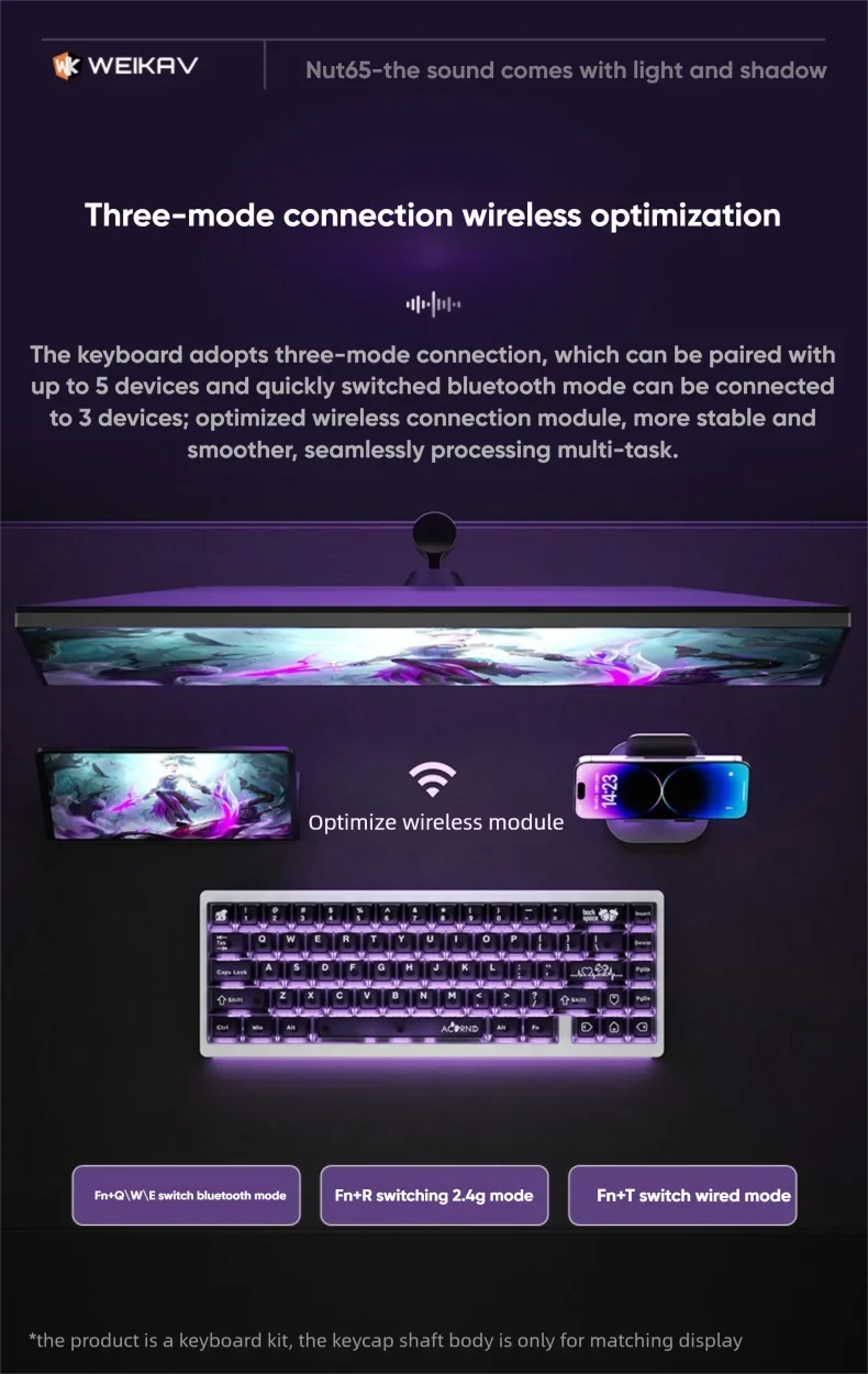 Weikav Lucky65 V3 Lucky65 V2 NUT65 Wireless Aluminum Mechanical Keyboard Kit 60% Bluetooth 2.4G Wired RGB Hotswap Gamer Keyboard