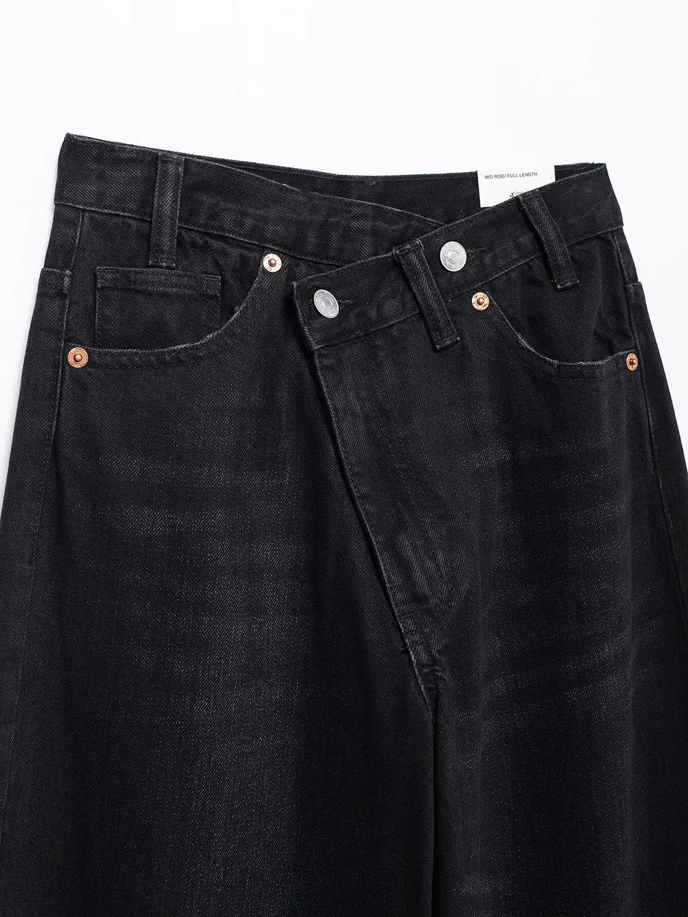 Women's Basic Hundred Jeans New Fashion Asymmetric Design High Waist Wide Leg Trousers Casual Women's Straight Leg Jeans