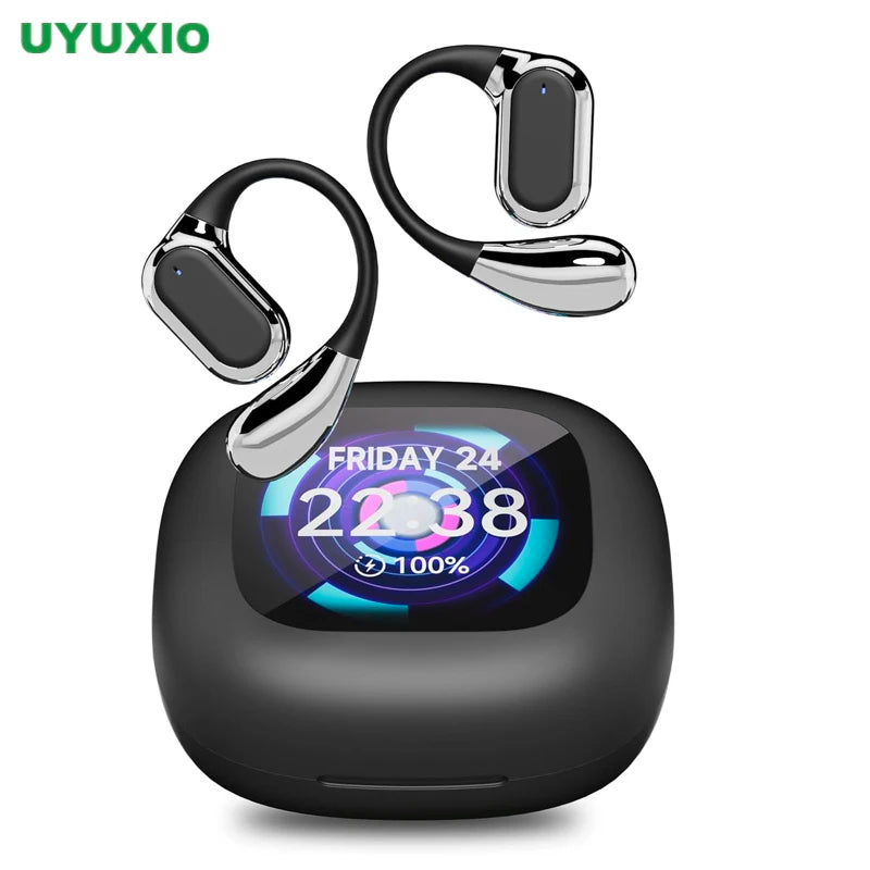 UYUXIO AI Translating Earphone OWS Real Time Translation Earbuds with 144 Languages Ear Buds with LCD Touch Screen Headphone