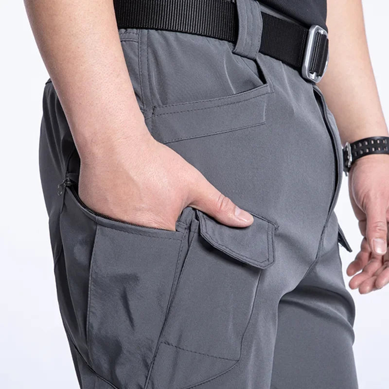 Fleece Lined Tactical Cargo Pants Men's Warm Thickened Outdoor Softshell Trousers Multi-Pocket Work Hiking Climbing Casual Wear