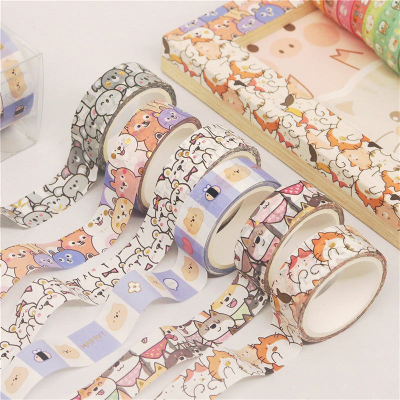 18 pcs/set Kawaii Animals Face Cartoon Washi Tape Set Masking Tapes Scrapbooking Diy Journal Stationery School Supplies Gift