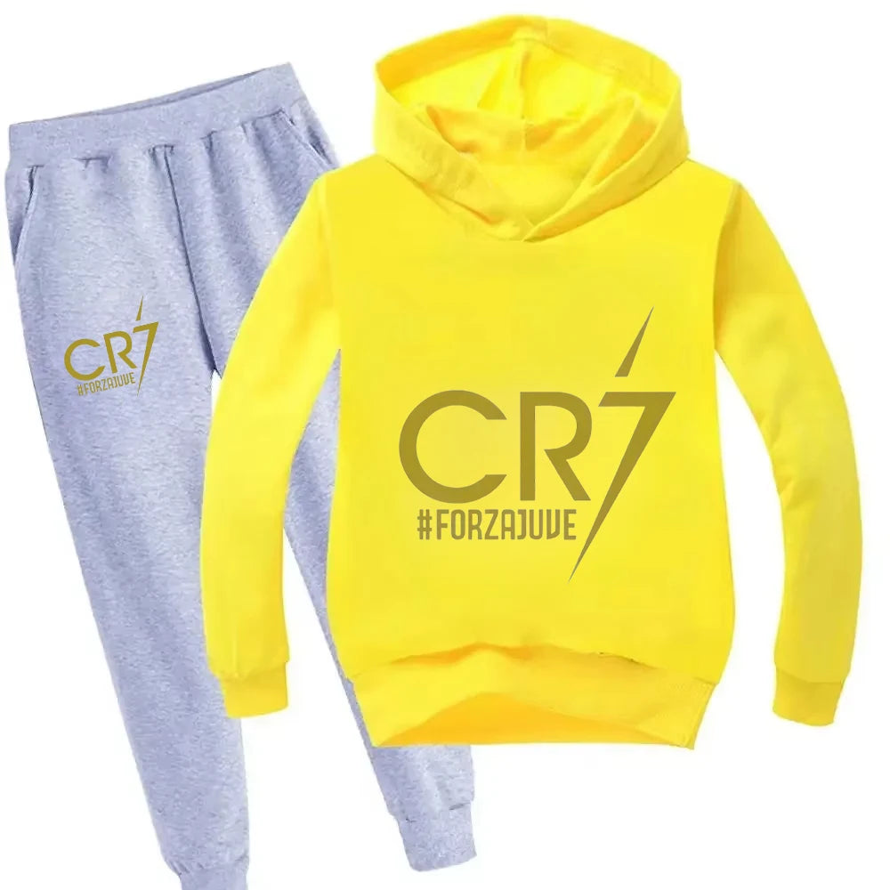 3-12 Years Kid's Clothes Hoodie +Pants Suit 2pcs Set Boy Tracksuit Spring Autumn Sweatshirt Set Football CR7 Children Sportsuit