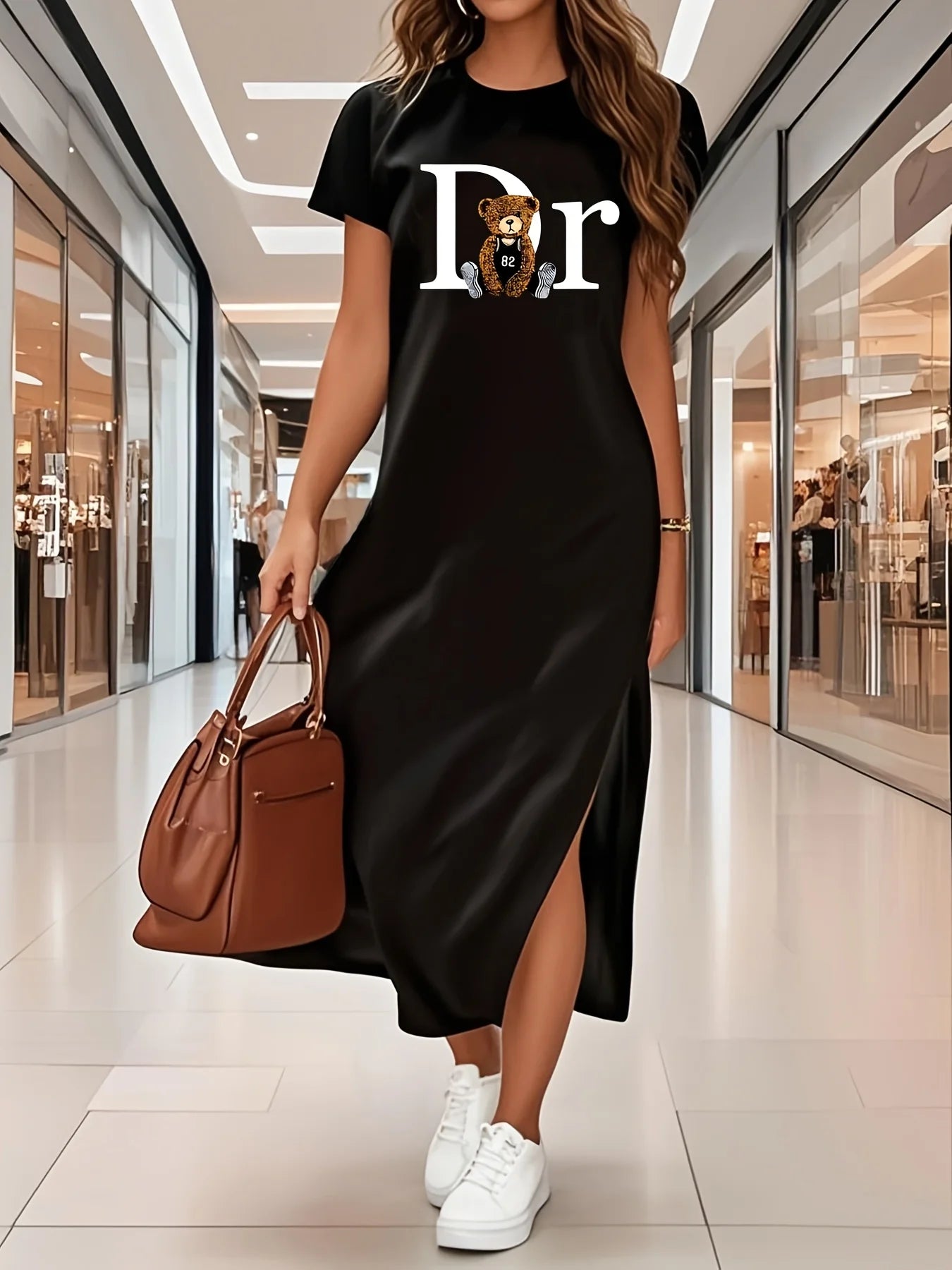 SummerLoose and comfortable long dress long T-shirt dress women's summer clashing dresses