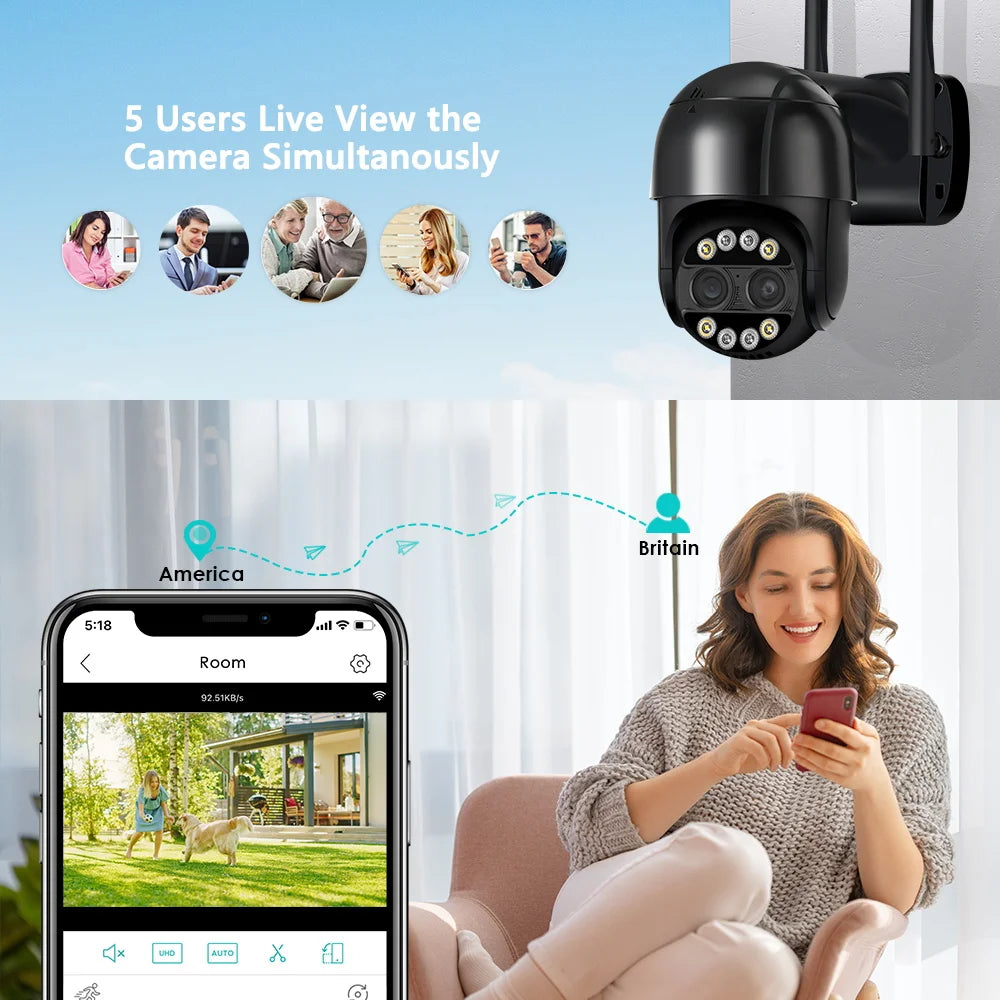 BESDER 8MP 4K PTZ IP Camera 8x Zoom Dual-Lens Human Detect CCTV Camera 4MP Smart Home Outdoor Wifi Surveillance Camera ICSEE APP