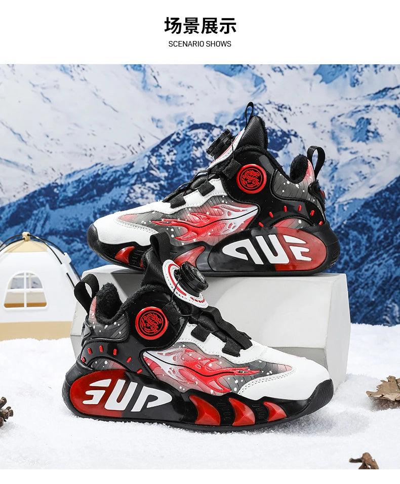 New Kids Sneakers Winter Warm Cotton Shoes for Children Casual Sports Shoes Boys Girls Anti-slippery Waterproof Tennis Trainers