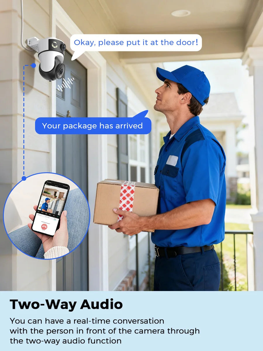 Outdoor 5K 10MP PTZ WiFi Camera Dual 2.4G+5Ghz Dual Lens 8MP 4K HD Dual Screen Auto Tracking Security Surveillance