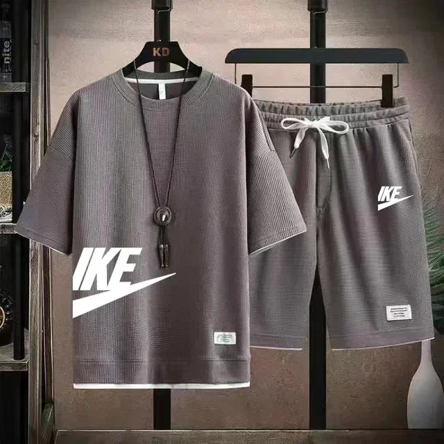 New summer men's casual short-sleeved T-shirt and shorts sportswear set, outdoor men's breathable jogging shorts 2-piece set