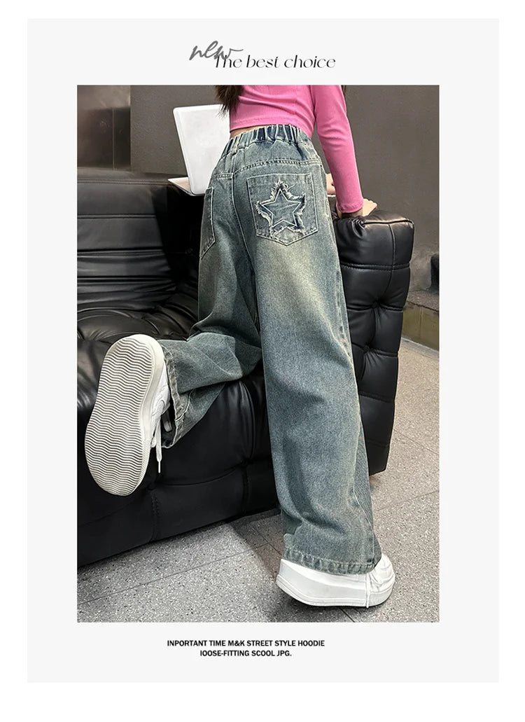 Korean Style Children Insulated Jeans for Girl Baby Warm and Thick Thermal Denim Pants for Girls Autumn Winter Trousers for Kids