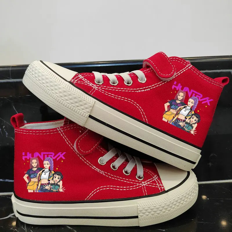 New Kpop Demon Hunter Children's Canvas Shoes Kids Sneakers Boys Girls Fashion Canvas Shoe Cartoon Print Breathable Casual Shoes