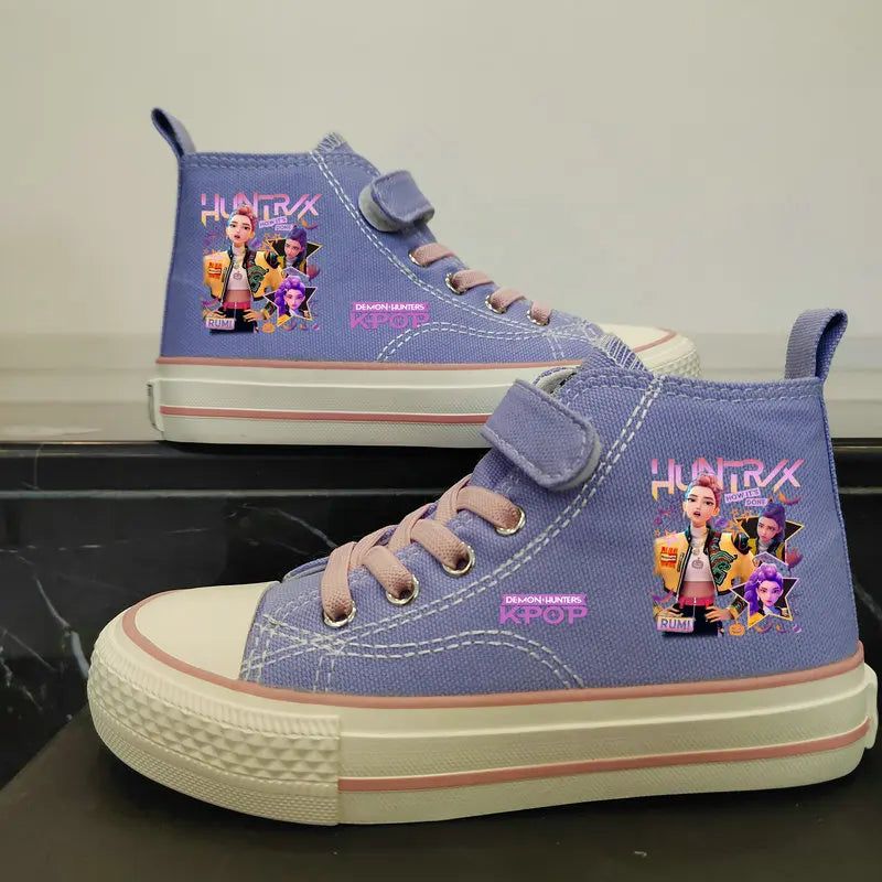 New Kpop Demon Hunter Children's Canvas Shoes Kids Sneakers Boys Girls Fashion Canvas Shoe Cartoon Print Breathable Casual Shoes