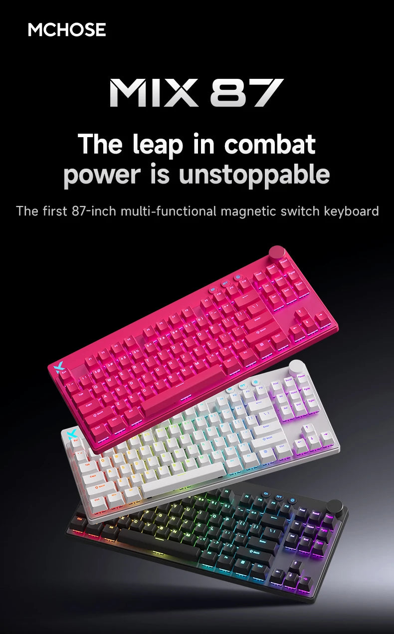 MCHOSE MIX87 Wired Gaming Keyboard Magnetic Swtich Keyboard 8K+256K Esport 0.08ms Low Latency E-Sports Custom Gamer Accessories