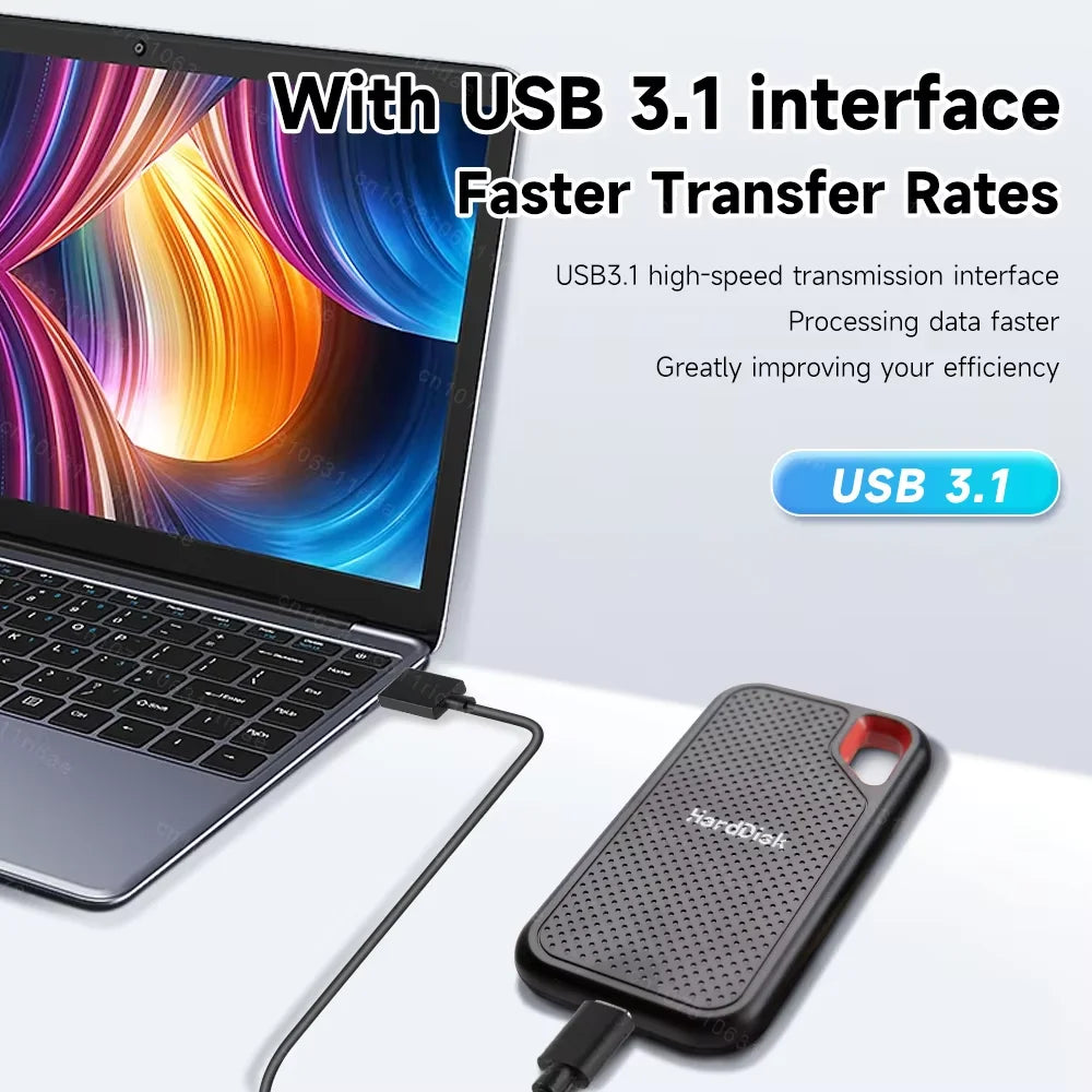 128TB Rugged External Hard Disk USB3.2 High-Speed Solid Hard Drives Portable Data Storage Drive for Laptop/PC Shock-Resistant