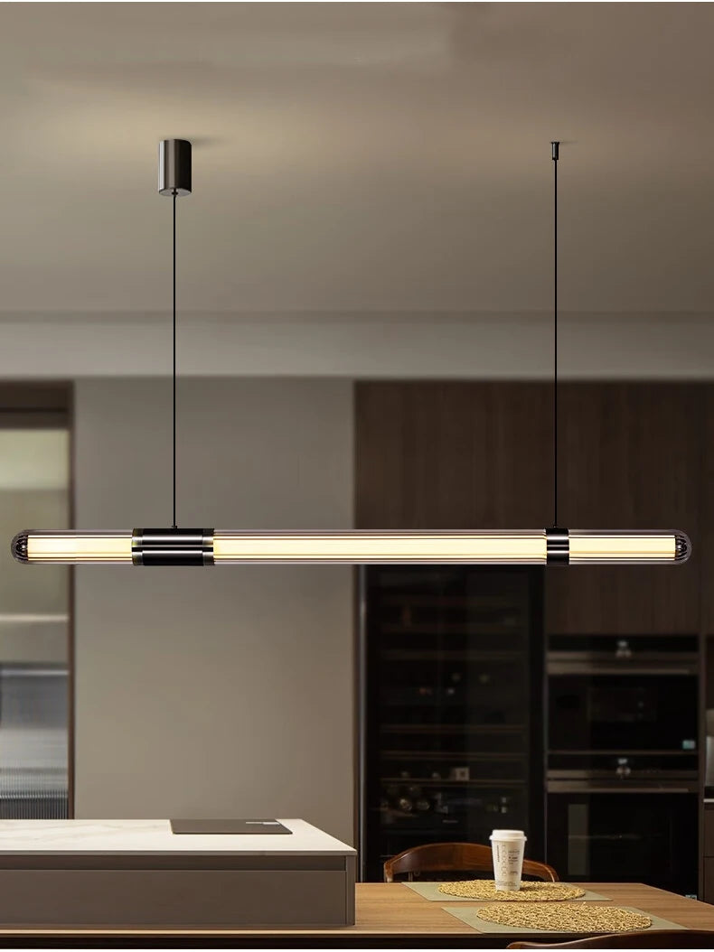 Italian Nordic minimalist and versatile long glass pendant lamp, dining table lamp, office desk lamp, coffee shop pendant lamp