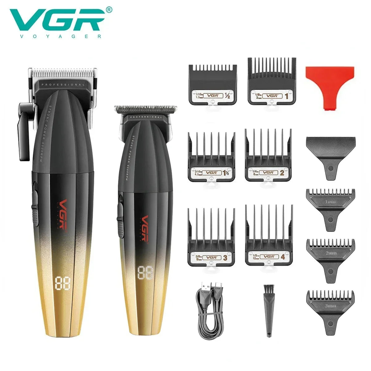 VGR Hair Trimmer Professional Barber Hair Cutting Machine Cordless Hair Clipper Haircut Digital Display Trimmer for Men V-003