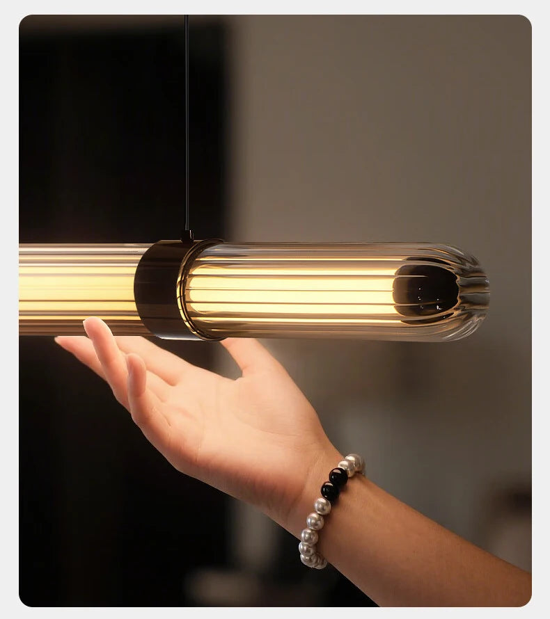 Italian Nordic minimalist and versatile long glass pendant lamp, dining table lamp, office desk lamp, coffee shop pendant lamp