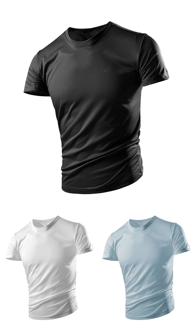 New Summer Men's And Women's Half-sleeved Ice Silk Breathable Sports Fitness Sweat-absorbing Quick-drying Short-sleeved T-shirt