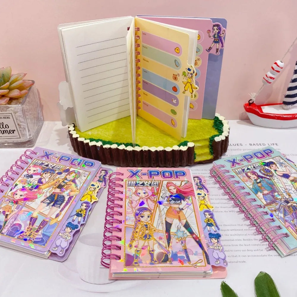 1/4PCS Kpop Demon Hunters Golden Notebook Rumi Mira Zoey Binder Cartoon Anime  Stationery Supplies Back To School Gifts %^$