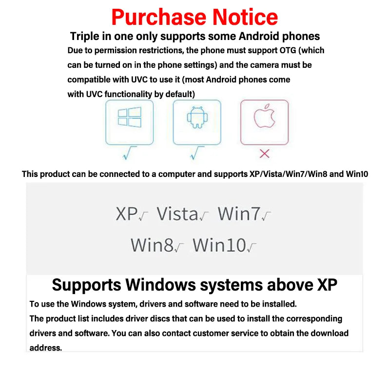 3 In 1 Automotive Boroscope Camera 1080p HD 8mm Industrial Inspection Endoscope Camera Pipeline Car Engine Probe For OTG Android