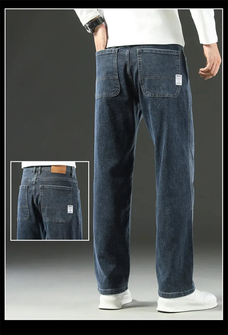2025 New Spring and Autumn Men's Jeans, Loose, Comfortable, Straight, Business Casual, Versatile Wide-leg Business Trousers
