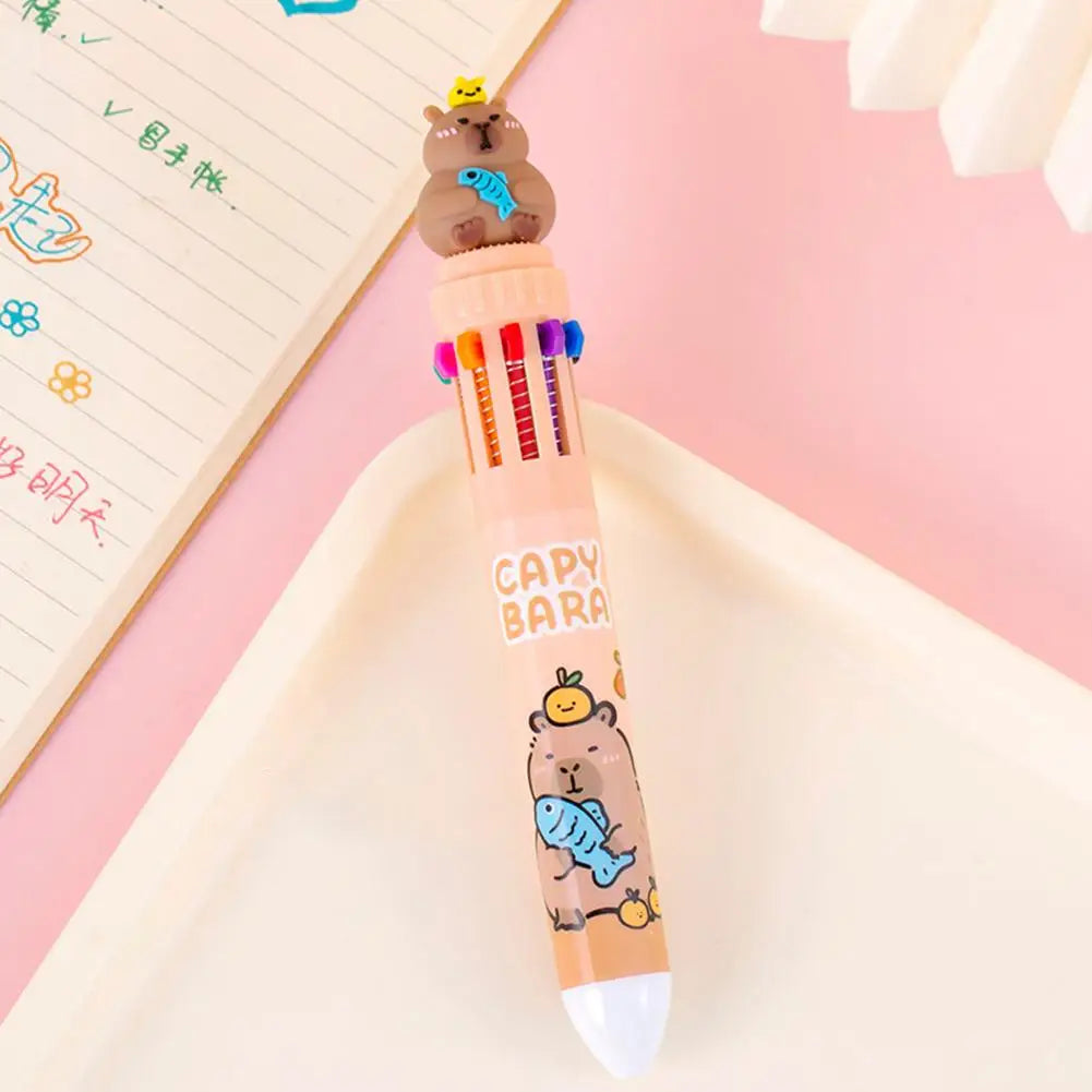 Kawaii Capybara Multicolor Pen 0.5mm Colorful Ink Pen Cute Cartoon Ballpoint Pen School Office Supplies Student Stationery Gifts