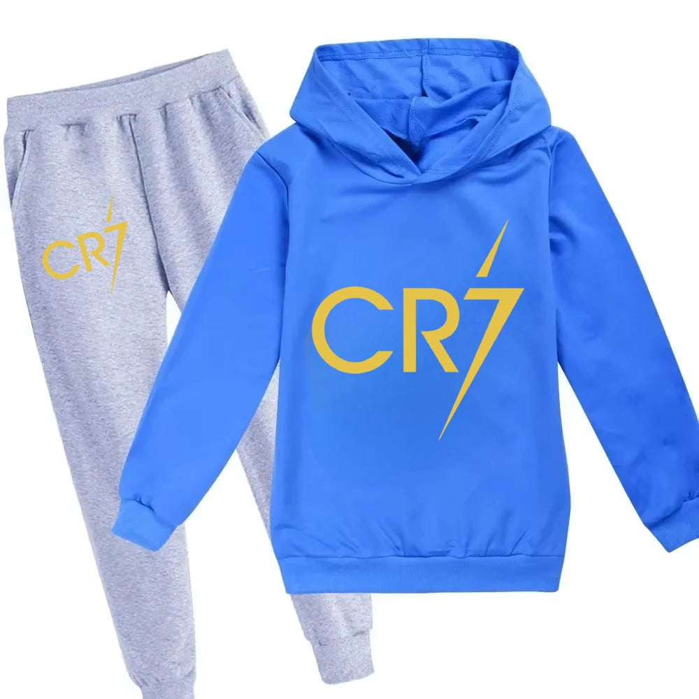 3-12 Years Kid's Clothes Hoodie +Pants Suit 2pcs Set Boy Tracksuit Spring Autumn Sweatshirt Set Football CR7 Children Sportsuit