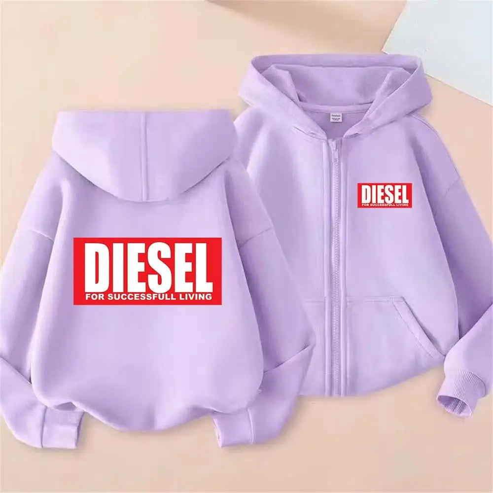 For Success Living Kids Spring Autumn Casual Letter Print Zipper Hooded Sweatshirts 2-13 Years Boys Girls Trend Top Clothing