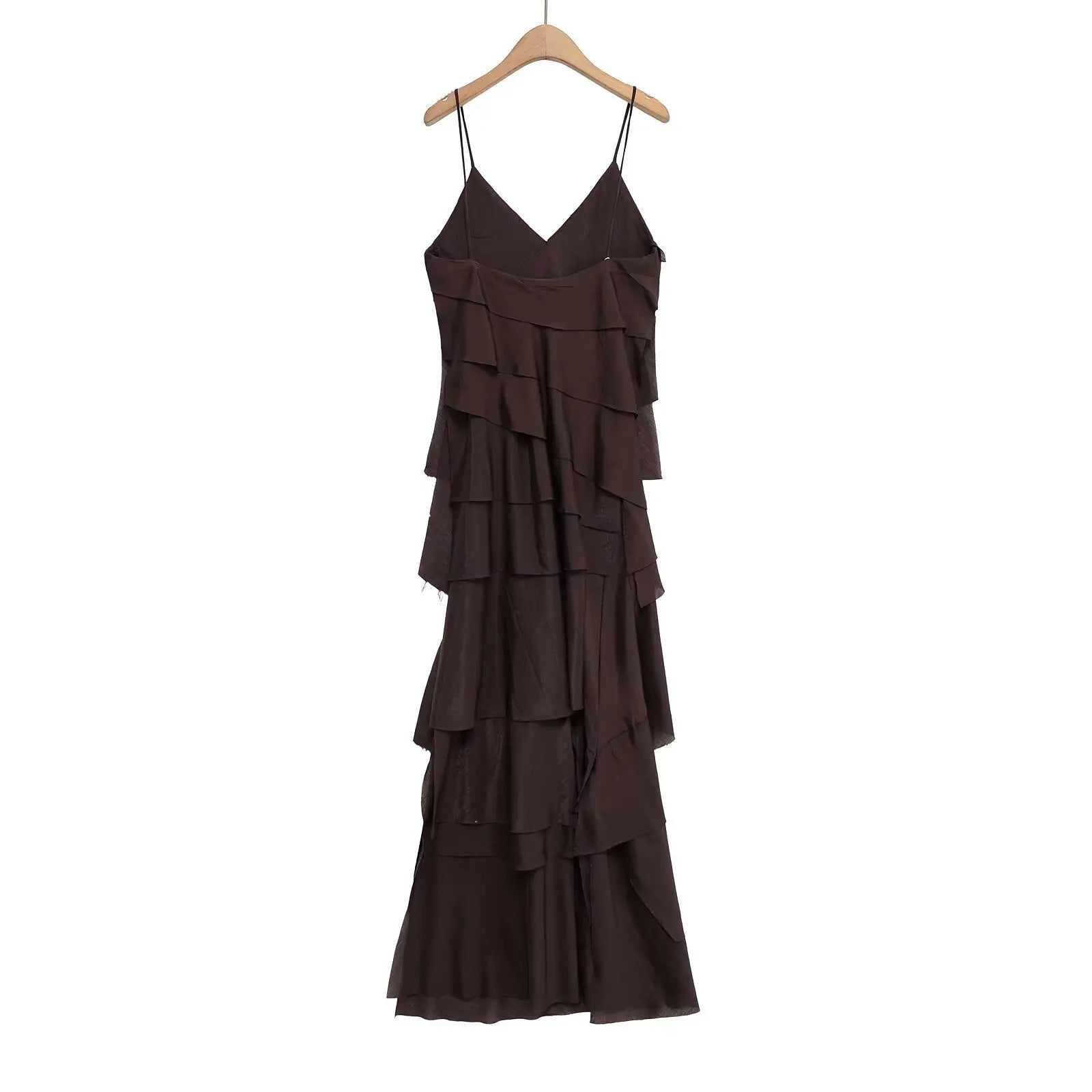 2025 summer new women's casual fashion simple comfortable design layered decorative sling long dress