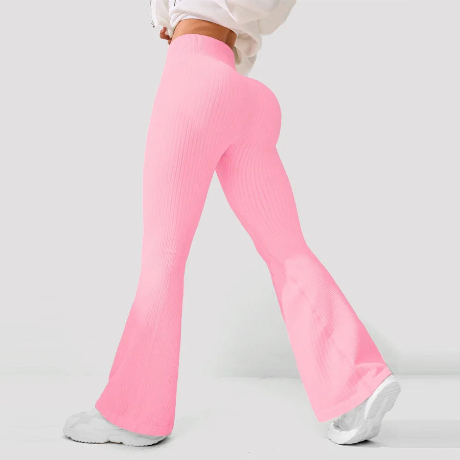 Seamless High-Waisted Flare Pants Autumn Winter Women Trousers Yoga Clothes Stretchy GYM Flare Leg Tummy Control Slim-Fit Pants