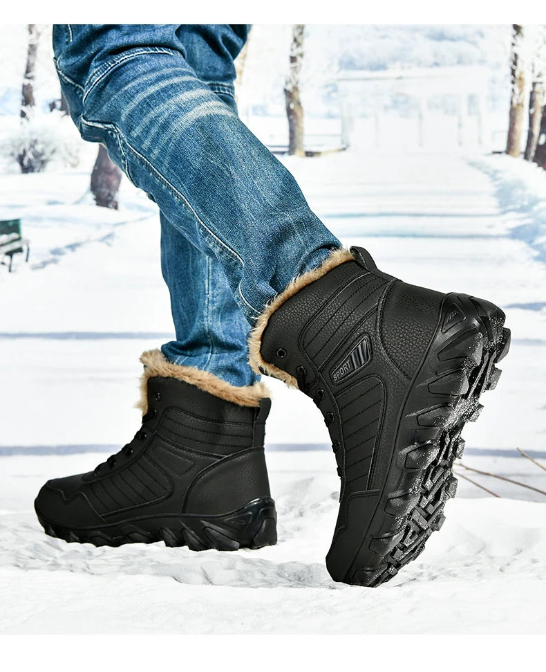 2024 New Winter men boots  Slippers Warm Men Shoes Waterproof Non-Slip Plush Sneakers Male  leather Boots Plus size  48
