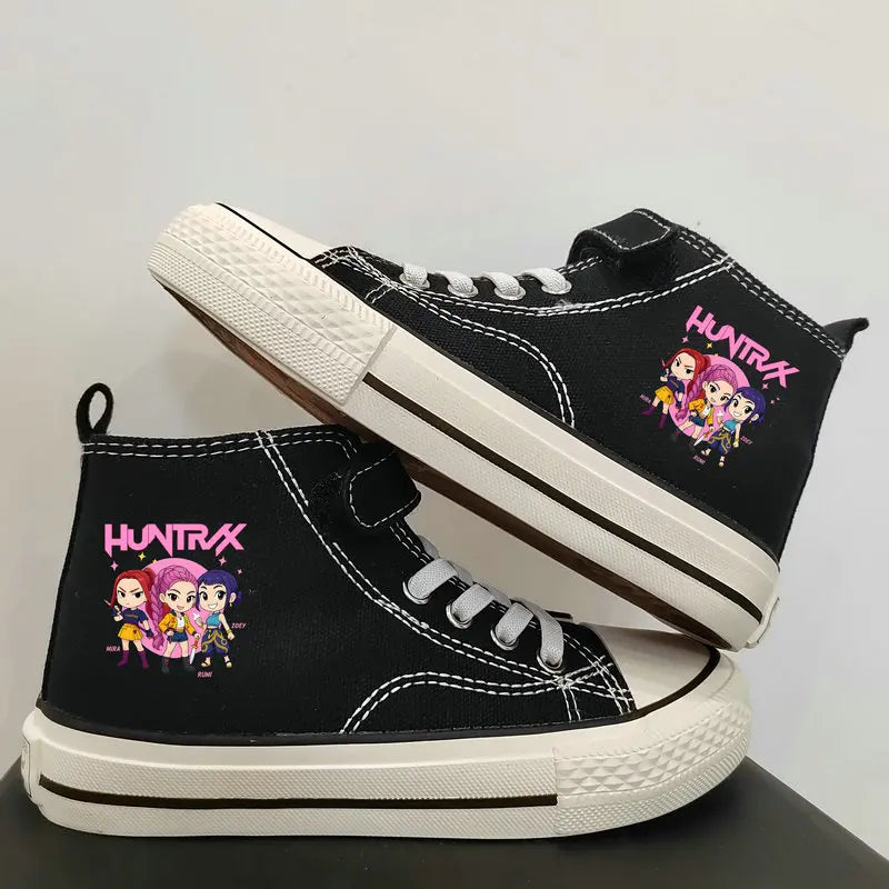 New Kpop Demon Hunter Children's Canvas Shoes Kids Sneakers Boys Girls Fashion Canvas Shoe Cartoon Print Breathable Casual Shoes