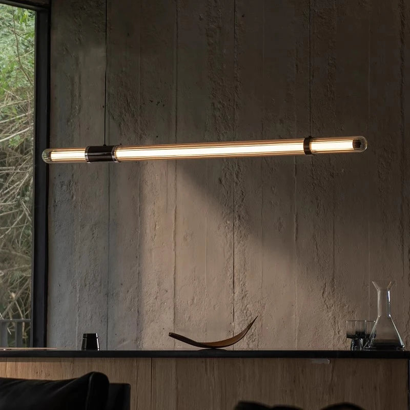 Italian Nordic minimalist and versatile long glass pendant lamp, dining table lamp, office desk lamp, coffee shop pendant lamp