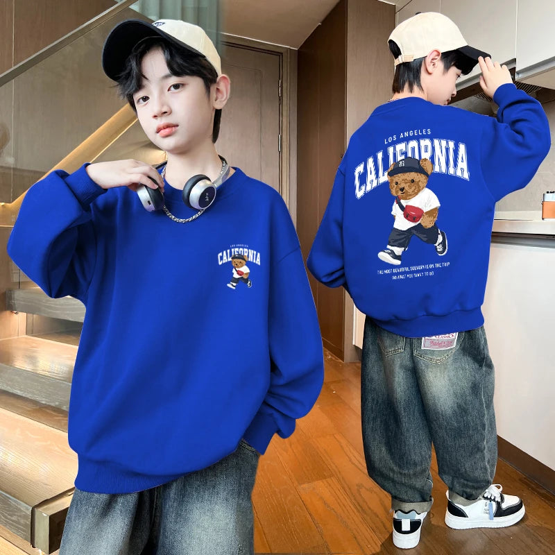 Baby Boy Clothes American Bear Graphic Print Long Sleeve Children's Top Girls Autumn Casual Sport Sweatshirts 2025 Kids Clothes