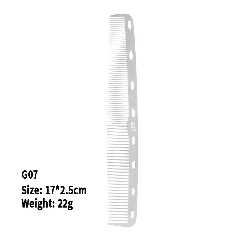 Stainless Steel Silver Metal Barber Comb Professional Hairdressing Salon Combs Detangling Hair Cutting Tools For Men And Women