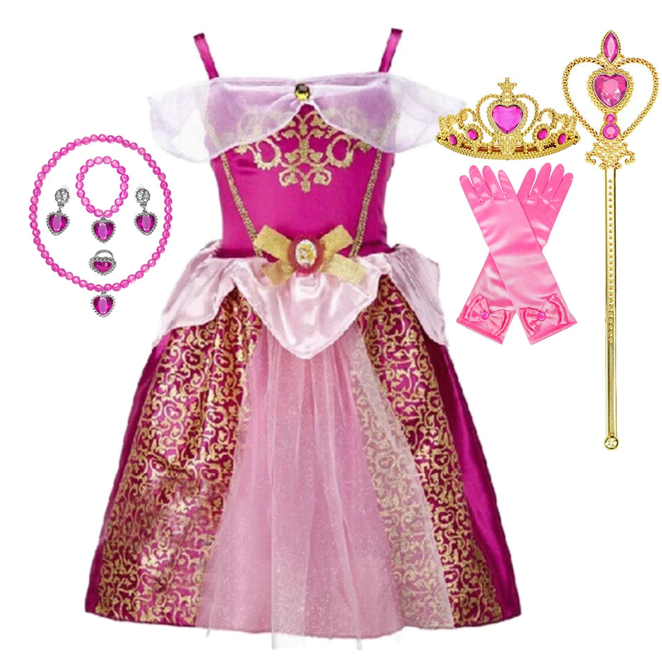 Summer Princess Costume Party Fancy Flower Vestido New 2025 Christmas Birthday Carnival Dress Up Rapunzal Belle Disguise Frock