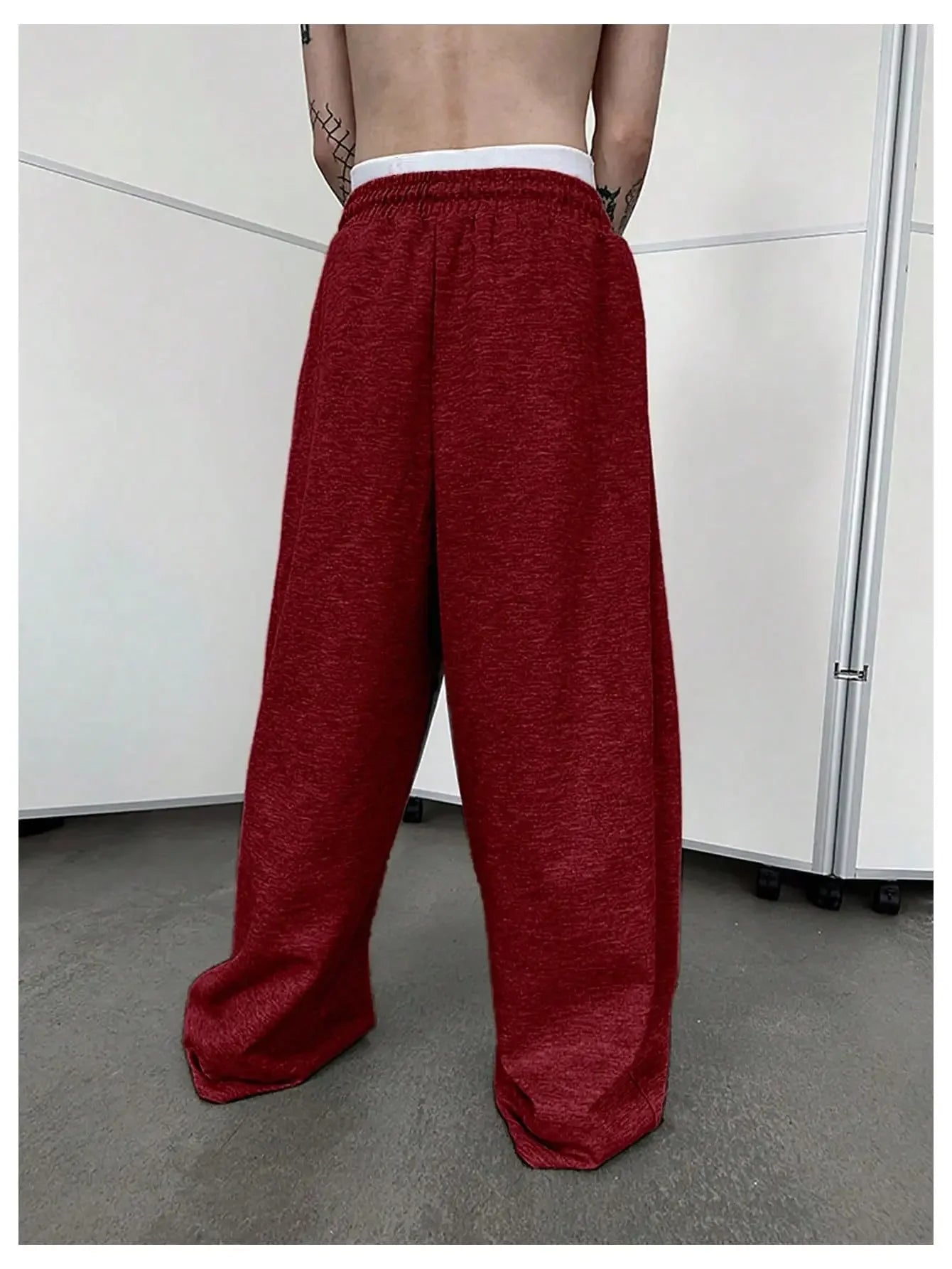 2025 New European and American Men's Sports Pants with Drawstring Waist, Wide Legs, Loose Pants with Pockets